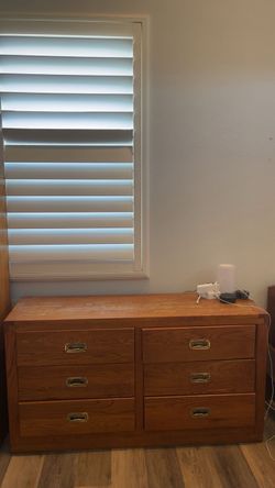 Oak Dresser Set — Tall Lingerie Chest + 6-Drawer Dresser
