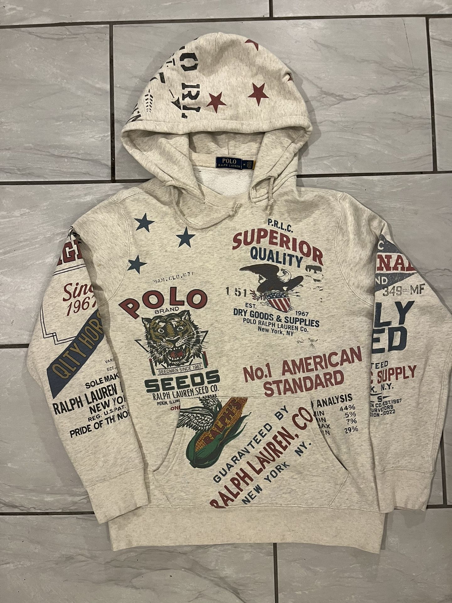 $228 Polo Ralph Lauren Medium Hoodie Sweater Ranch Lake Saranac RRL Rodeo Cowboy