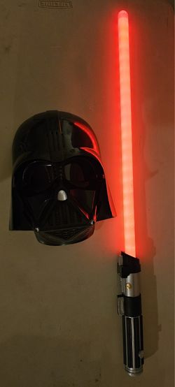 Darth Vader voice changer mask and lightsabre