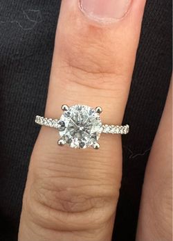 14k white gold Gabriel & Co 1.8 ct natural diamond engagement ring
