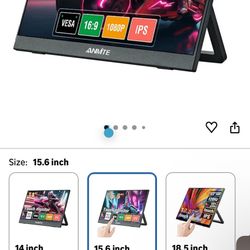 15.6-inch Portable Monitor, IPS Screen, FHD 1080P, USB-C External Monitor with Built-in Speakers, Compatible with Laptops 