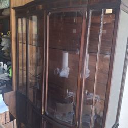 Antique Victorian mahogany display Curio cabinet