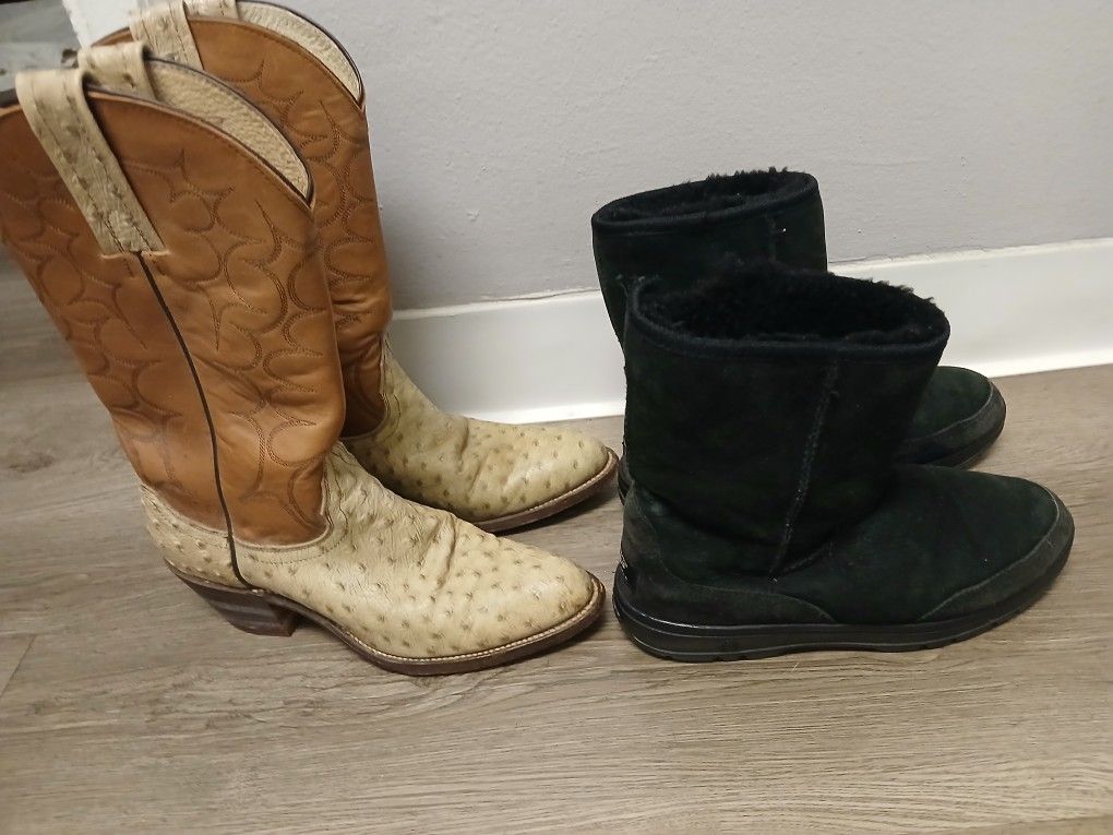 Ugg And Cowgirl Boots Sz 8 $40takesAll