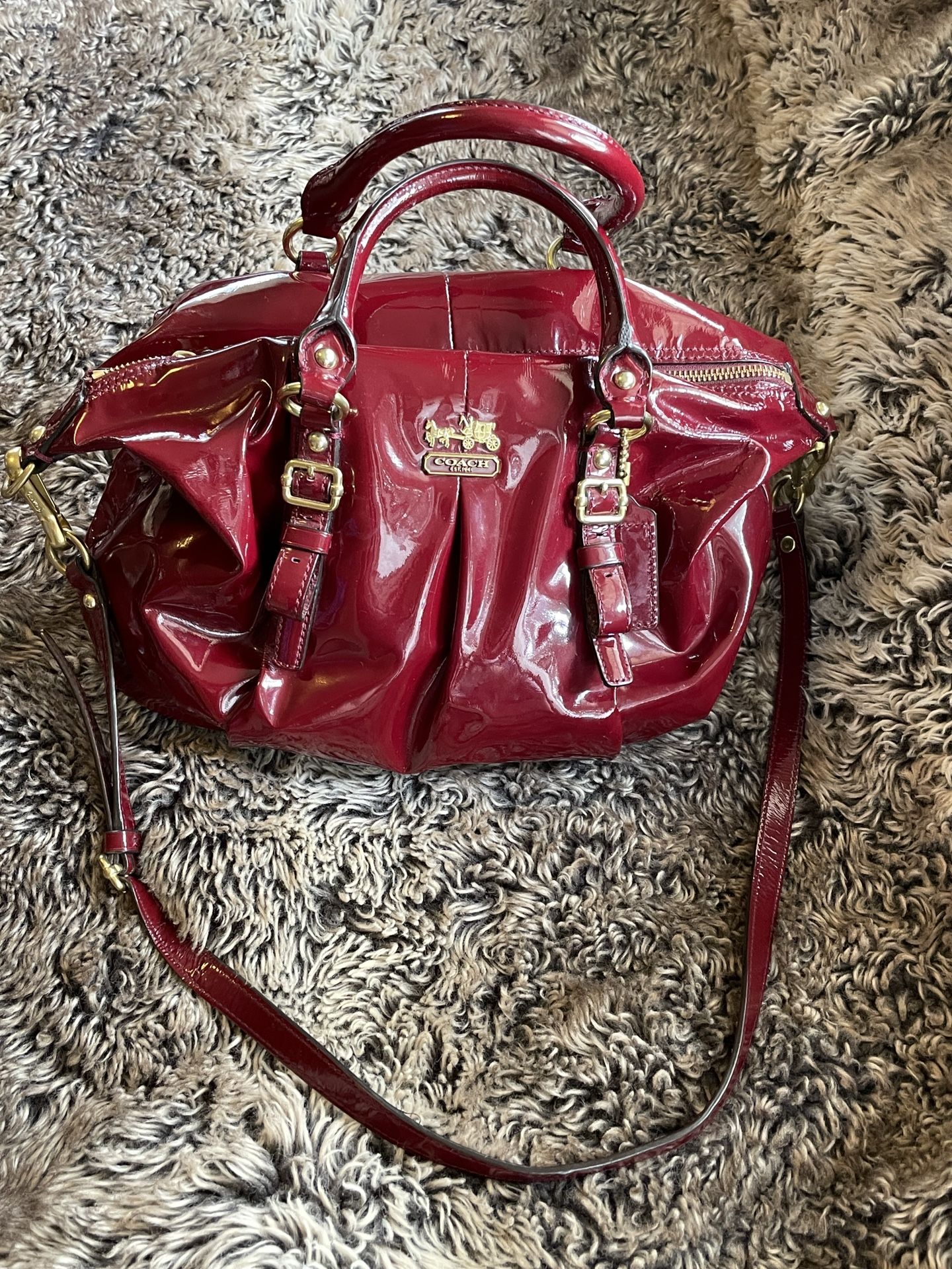 Coach Burgundy Patent Leather Bag