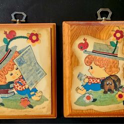 Vintage Raggedy Ann And Andy Wall Plaques. 