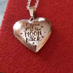 New  Stainless Steel Locket Opens Up ", LOVE You To The Moon And Back" Serious Buyer Only Dont Deliver Cash Only 