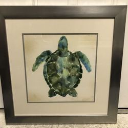Silver frame turtle picture 23 1/2" x 23 1/2"