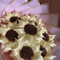 Flowers bouquet Eternal Sunflowers Ribbon Sunflowers 
