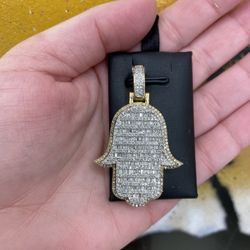 14k DIAMOND NATURAL HAMSA CHARM 