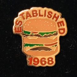 Vintage Big Mac Hamburger McDonald's Established 1968 Lapel Pin Employee