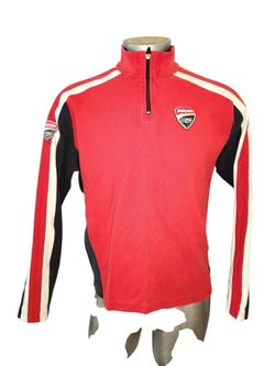 DUCATI CORSE motorcycle MEN MULTICOLOR  PULLOVER SWEATER 1/4" ZIPPED SIZE MEDIUM