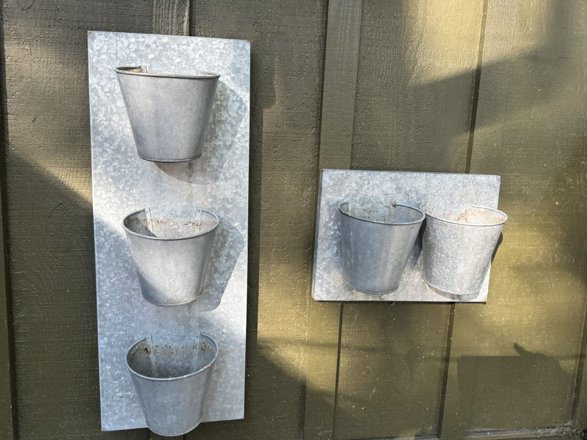 Set Of Galvanized Metal Wall Hanging Flower Garden Pots