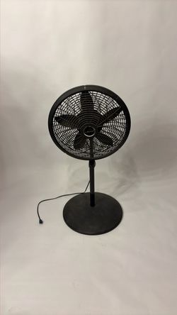 Height adjustable black Lasko stand-up fan