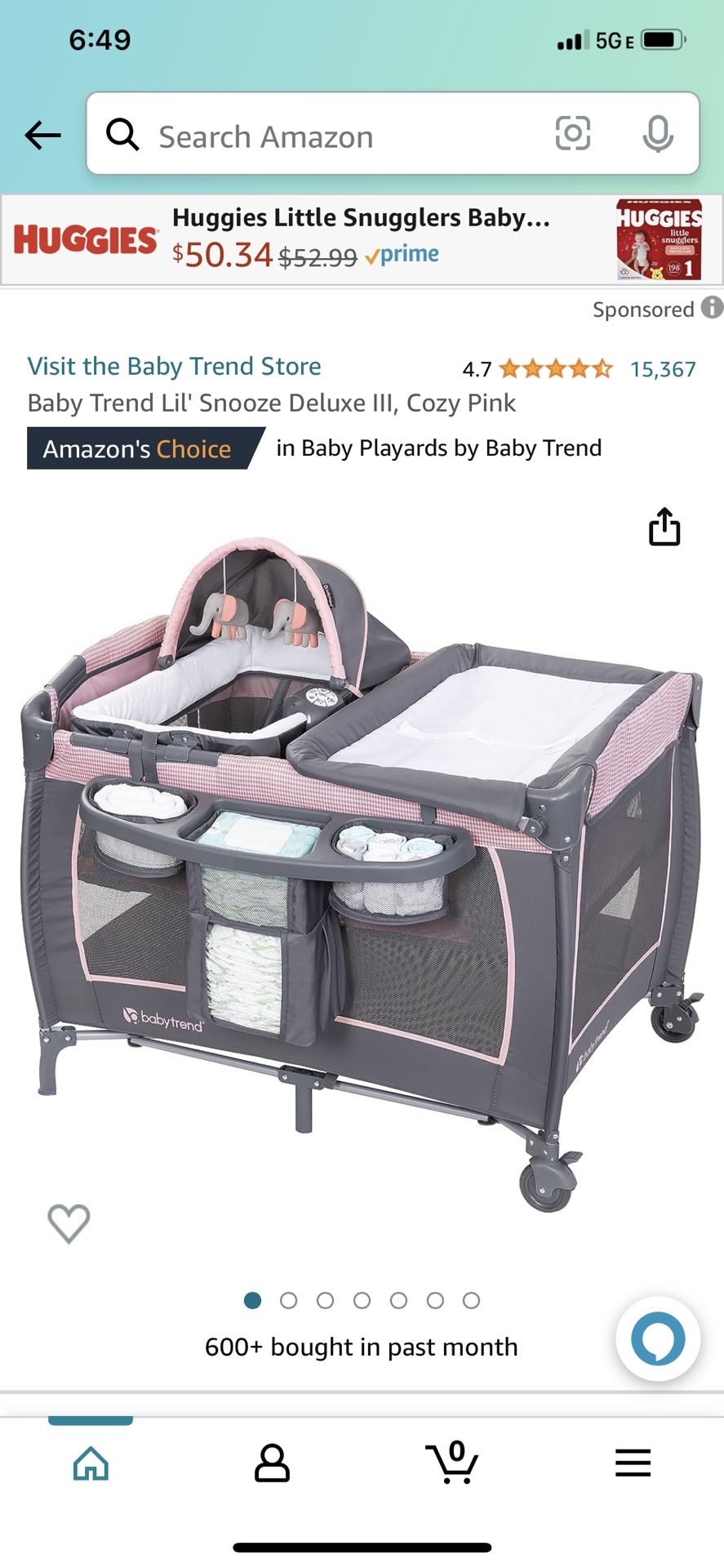 Parc Bébé Baby Trend Lil Snooze Deluxe III - Berceau Amovible, Musique, Vibrations - Rose