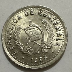 1995 Guatemala  25 Centavos Coin Copper Nickel 