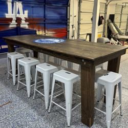 Wood Indoor/Outdoor  Table With Stools 