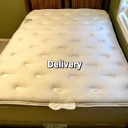 Full Size Mattress And Box Springs With Wood Frame 