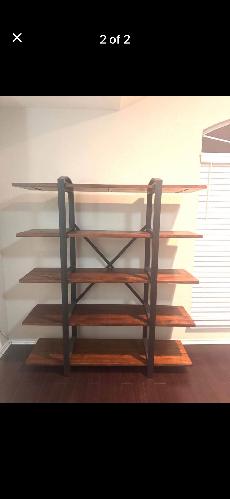 Industrial Wood & Metal Bookshelf / Display Shelf