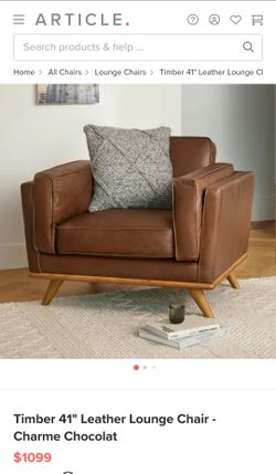 Article Timber 41" Leather Lounge Chair - Charme Chocolat