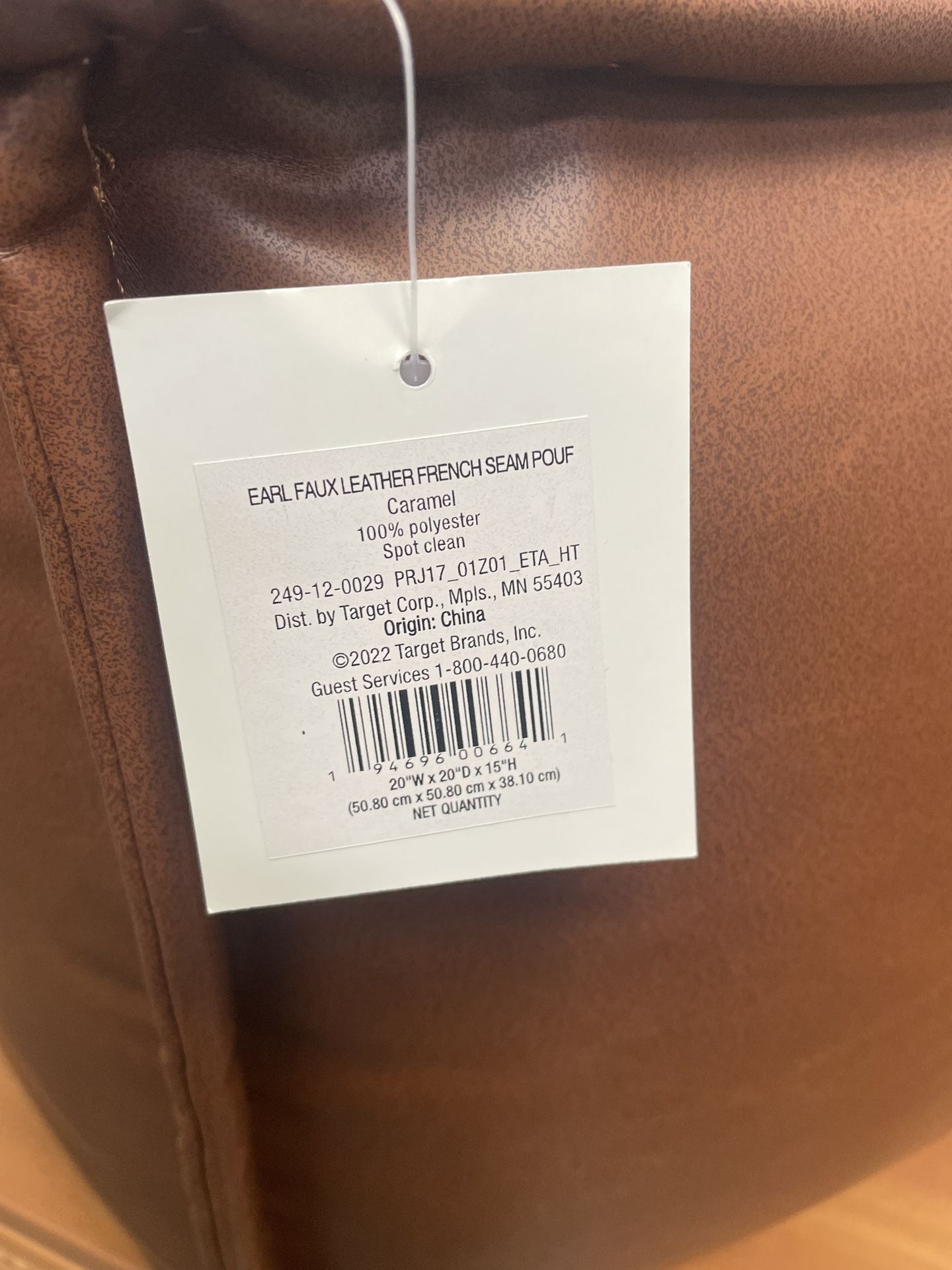 Project 62 pouf earl faux leather french seam ottoman caramel deals