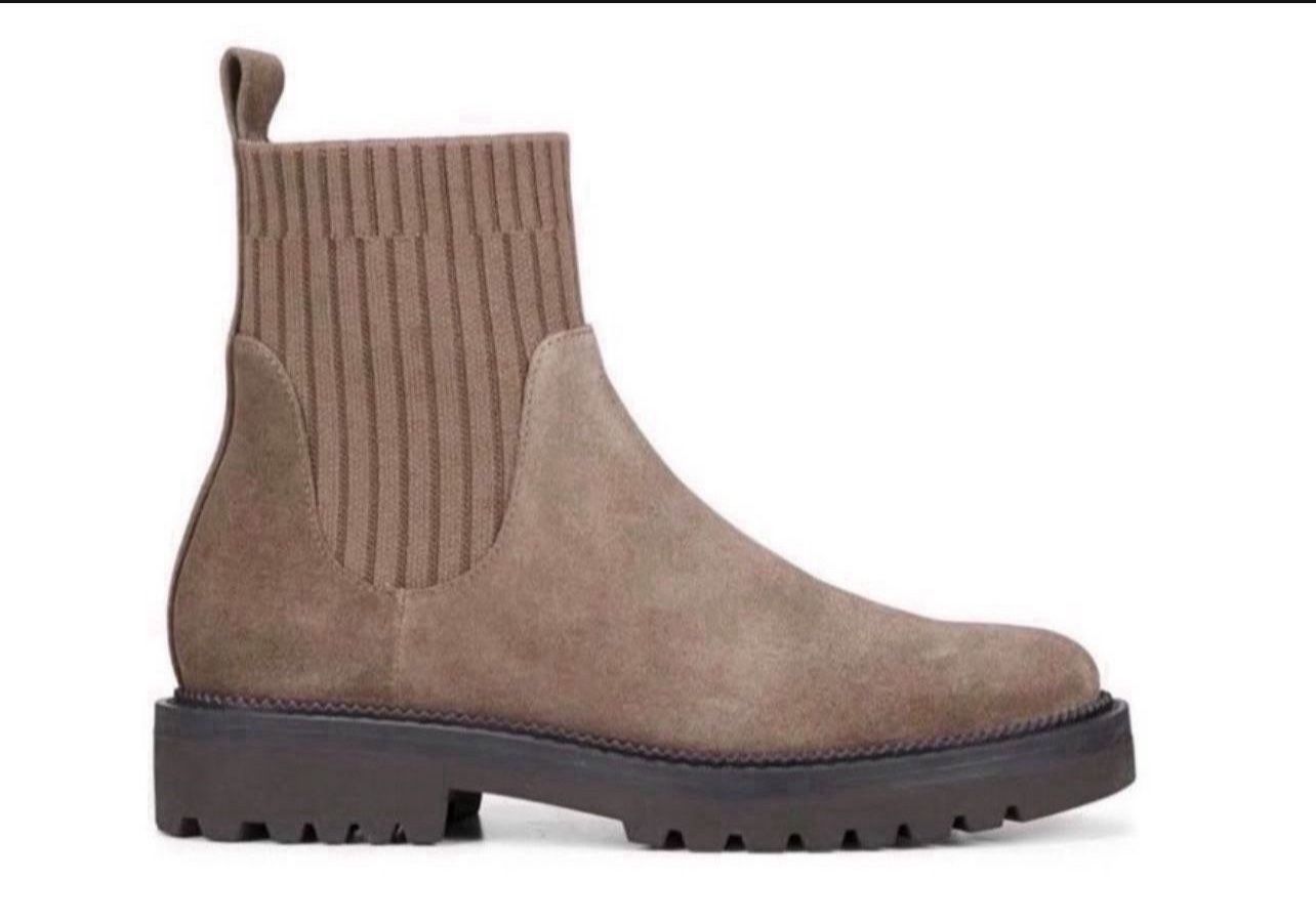 Blondo Hallie Pull On Waterproof Ankle Suede Boot Bootie Dark Taupe In New Condition