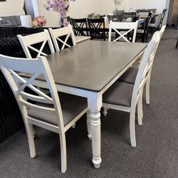 Farmhouse Dining Set With 6 Chairs 