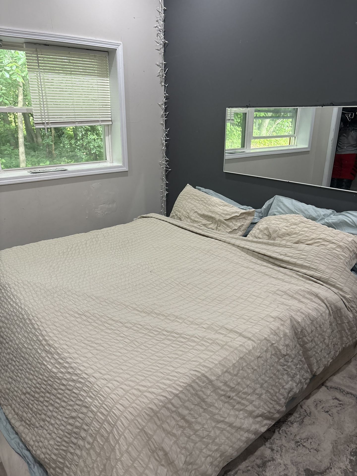 King Size Bed W/ Foam Mattress Topper