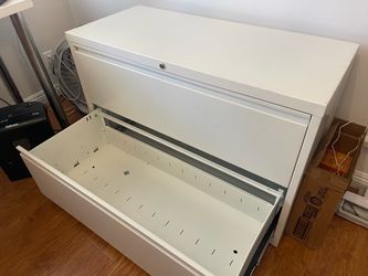 Two drawer white heavy duty file cabinet/safe
