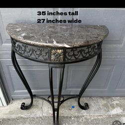 Demilune Console Table with Marble Top