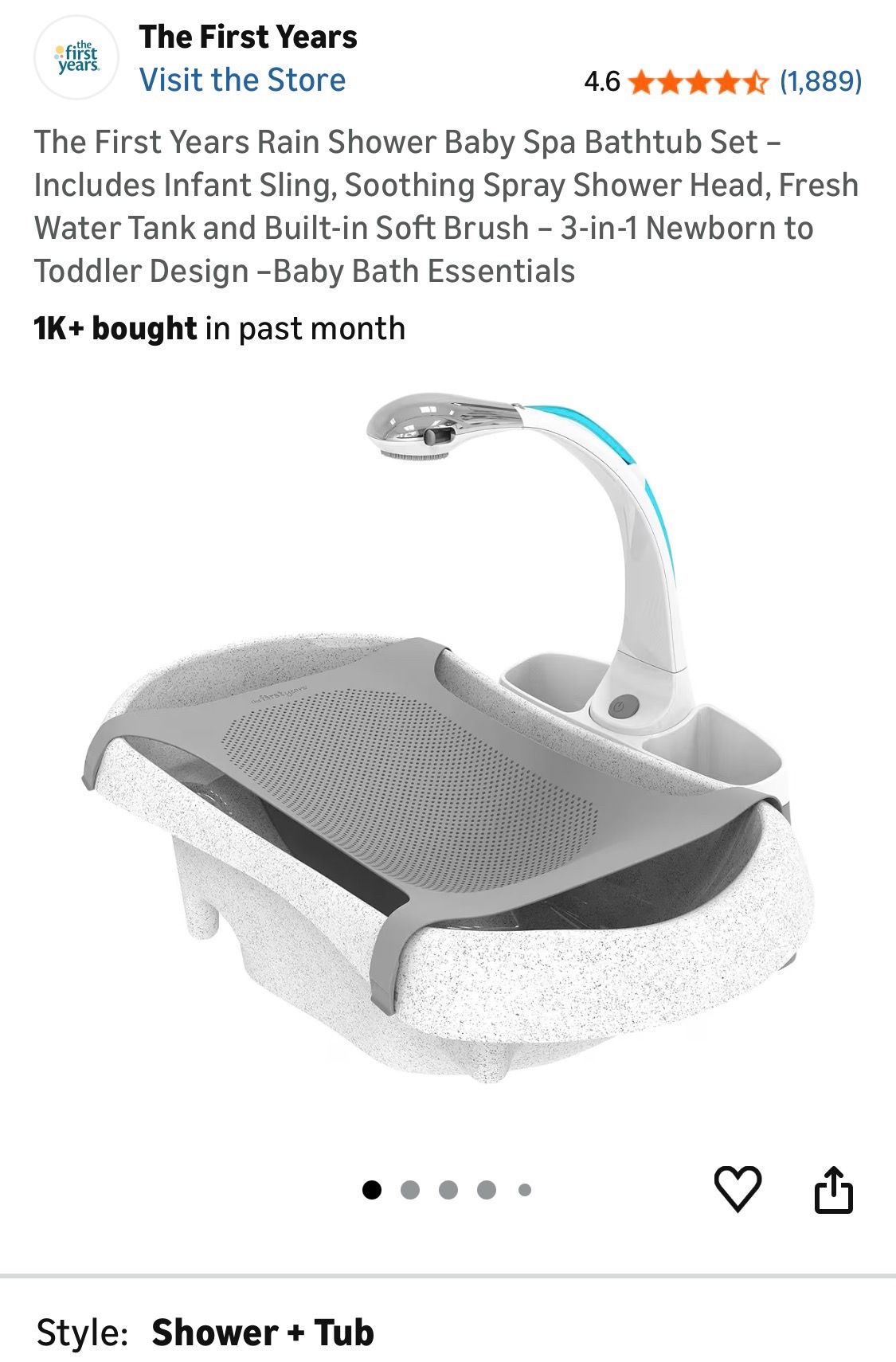The First Years Rain Shower Baby Spa Bathtub (3-in-1) – Like New!