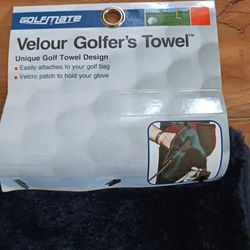 Lot of 2 Golfmate Black Velour Golfer's Towel
