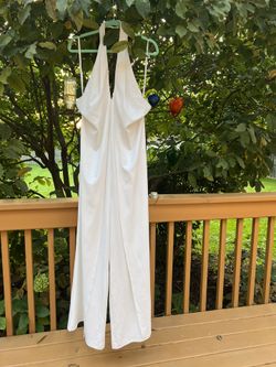 White Halter Jumpsuit Size L 