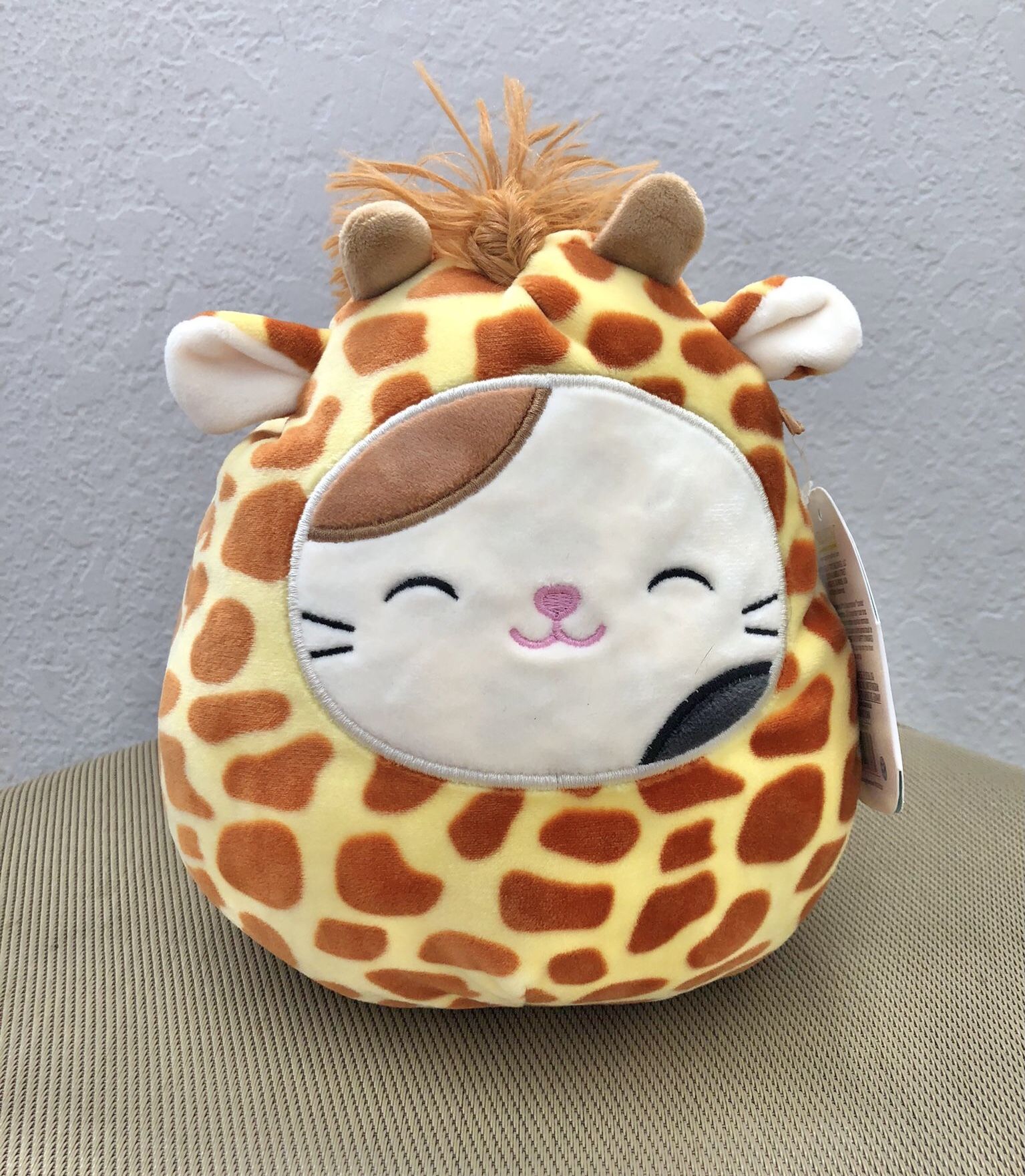 "NEW Kellytoy Squishmallow Cam The Cat in Giraffe Costume 8"" Rare with bio tag"