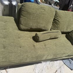 Olive Green Futon Sofa / Convertible Sleeper Couch – Good Condition