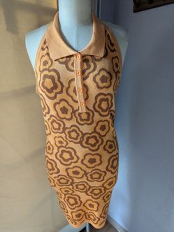 Cotton On Body Con Groovy, Collared Flower Summer Dress Size Large