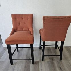 SET of 2 Upholstered Bar Stools -  Gold Home Furniture  