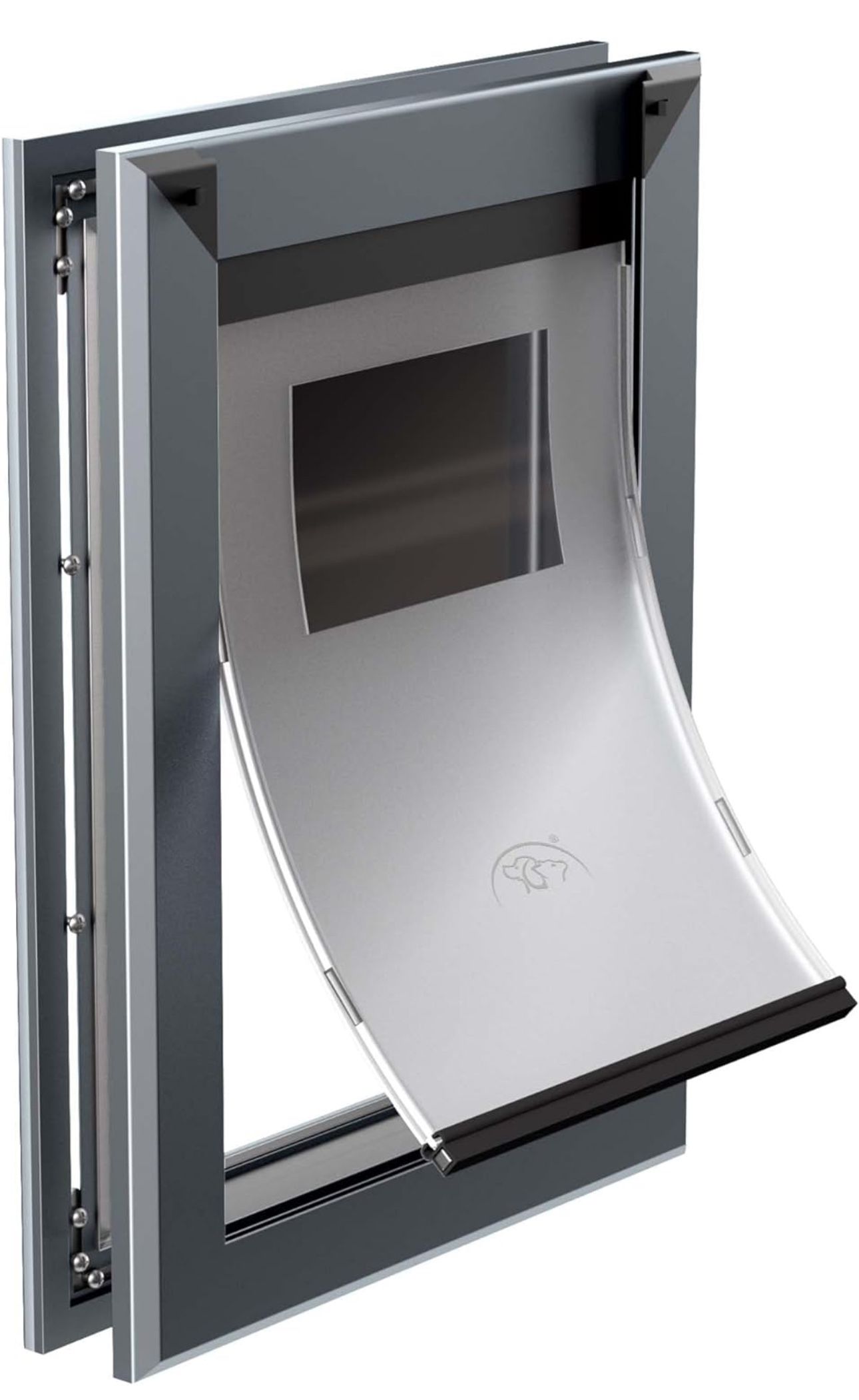 Weatherproof Dog Door with Double Sliding Lock Panel, Energy Efficient Rugged Aluminum Large Dog Door, Easy Installation, Magnetic Flap Heavy Duty Dog