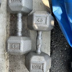 2-45lbs Cast Iron Dumbbells 