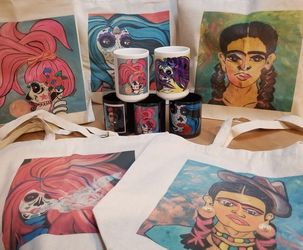 Sugar Skull ART Mugs And Canvas Totes - Original Artwork