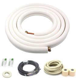 16 Ft Mini Split Line Set,Air Conditioning Copper Tubing Pipe Extension,1/4" & 3/8" 3/8" PE (N70)