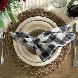 Brand New Pottery Barn Black And Cream Checkered Napkins 