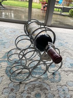 6 bottle wine rack storage silver metal