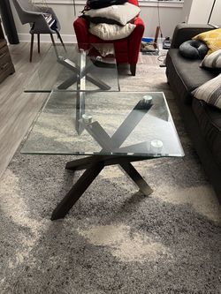 Glass Coffee Table & Matching Side Table