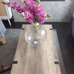 Stylish Faux Wood Coffee Table with Industrial Legs