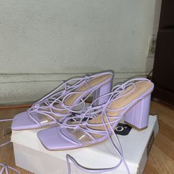 Bamboo Lavender Lace Up High Heels