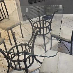 Glass Dining Table with Four Chairs