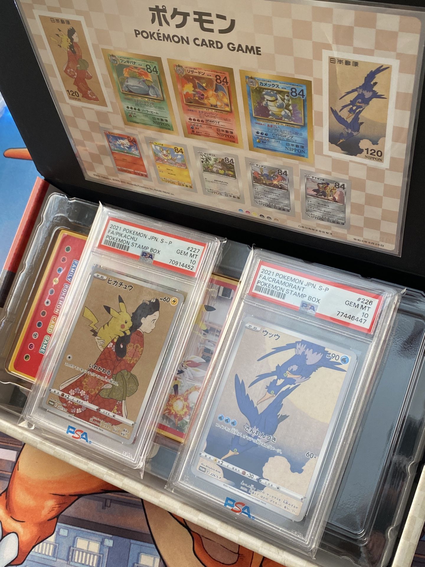 Psa 10 Brand New japanese Pokemon stamp Box Japan Posy Beauty Back Moon Gun