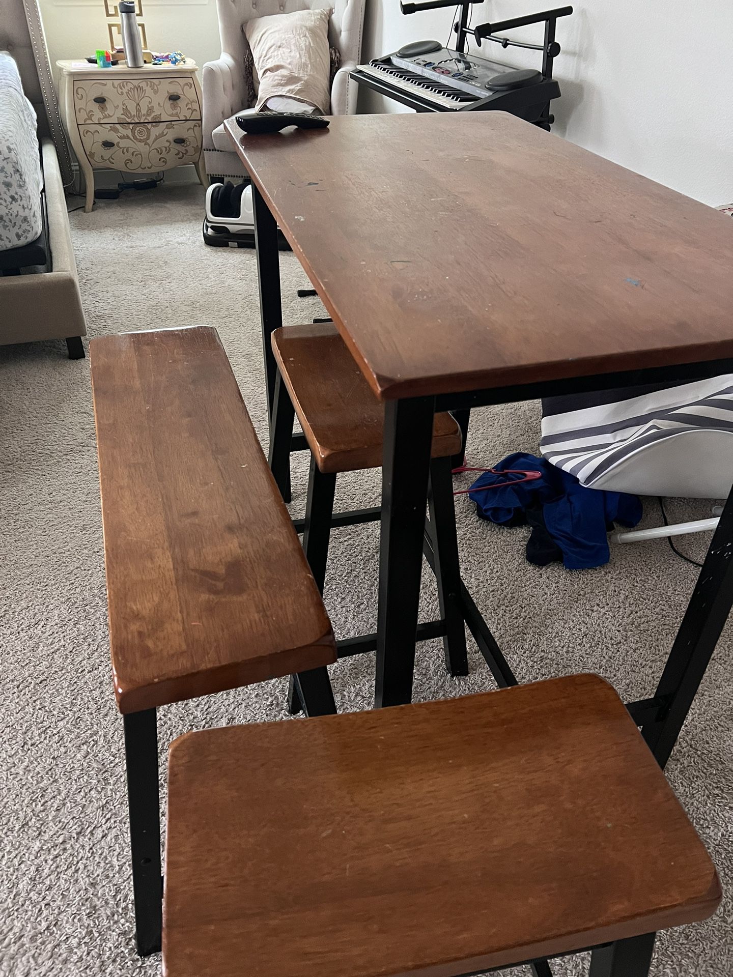 Table With Bench And 2 Stools 
