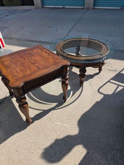 Glass table and side table