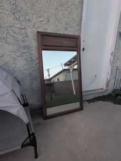 Vintage 1970s hanging wooden  mirror